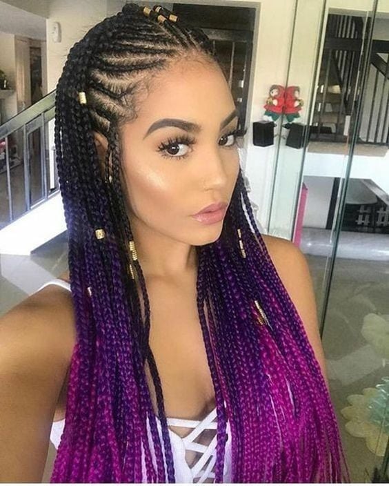 Ombre Black and Purple Braids