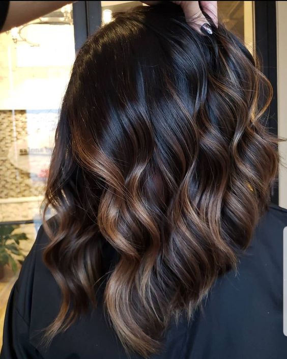 Black With Caramel Balayage