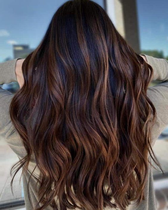 Dark Red and Caramel Balayage