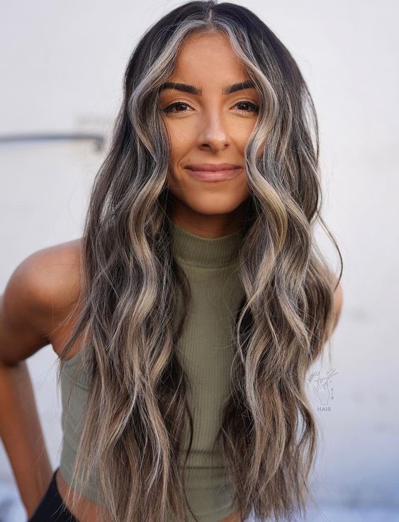 Gray and Honey Blonde on Black Hair