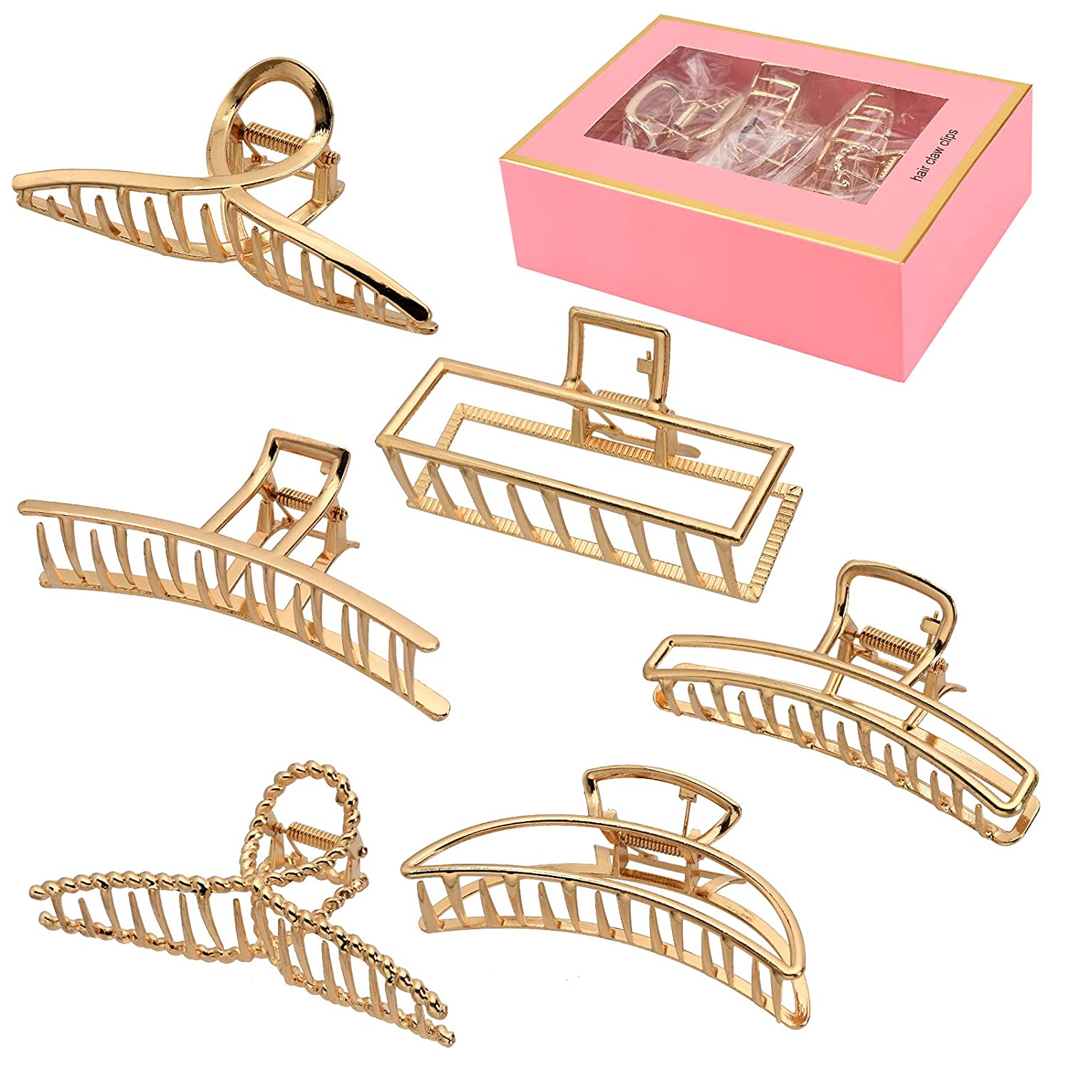 LUKACY 6 Pack Large Metal Hair Claw Clips