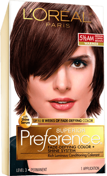 L'Oreal Fade-Defying Shine Permanent Hair Color in Medium Copper Brown