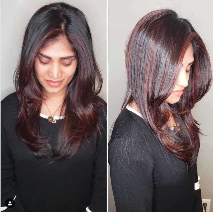 Subtle Burgundy Streaks