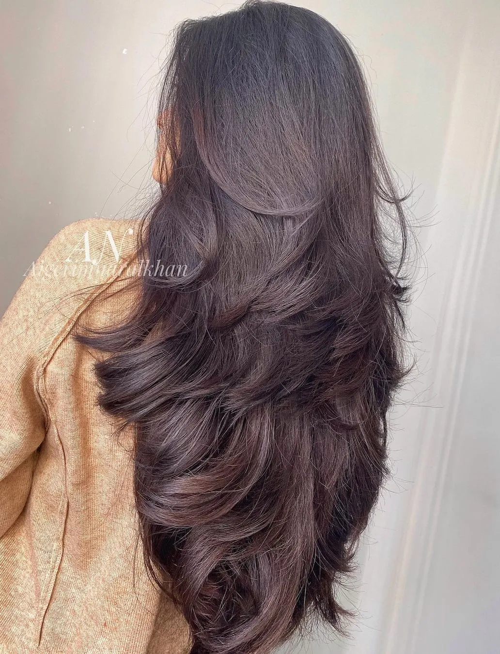 Long V Shape Cut with Soft Curls and Layers