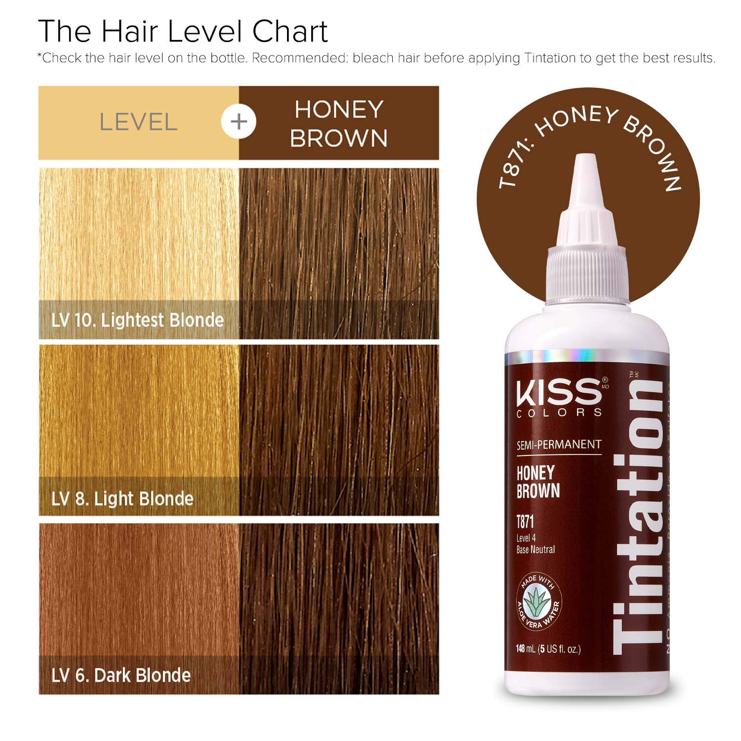 Kiss Tintation Semi-Permanent Hair Color Treatment (Honey Brown)