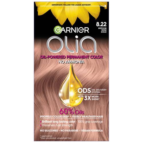 garnier olia ammonia-free hair color in medium rose gold