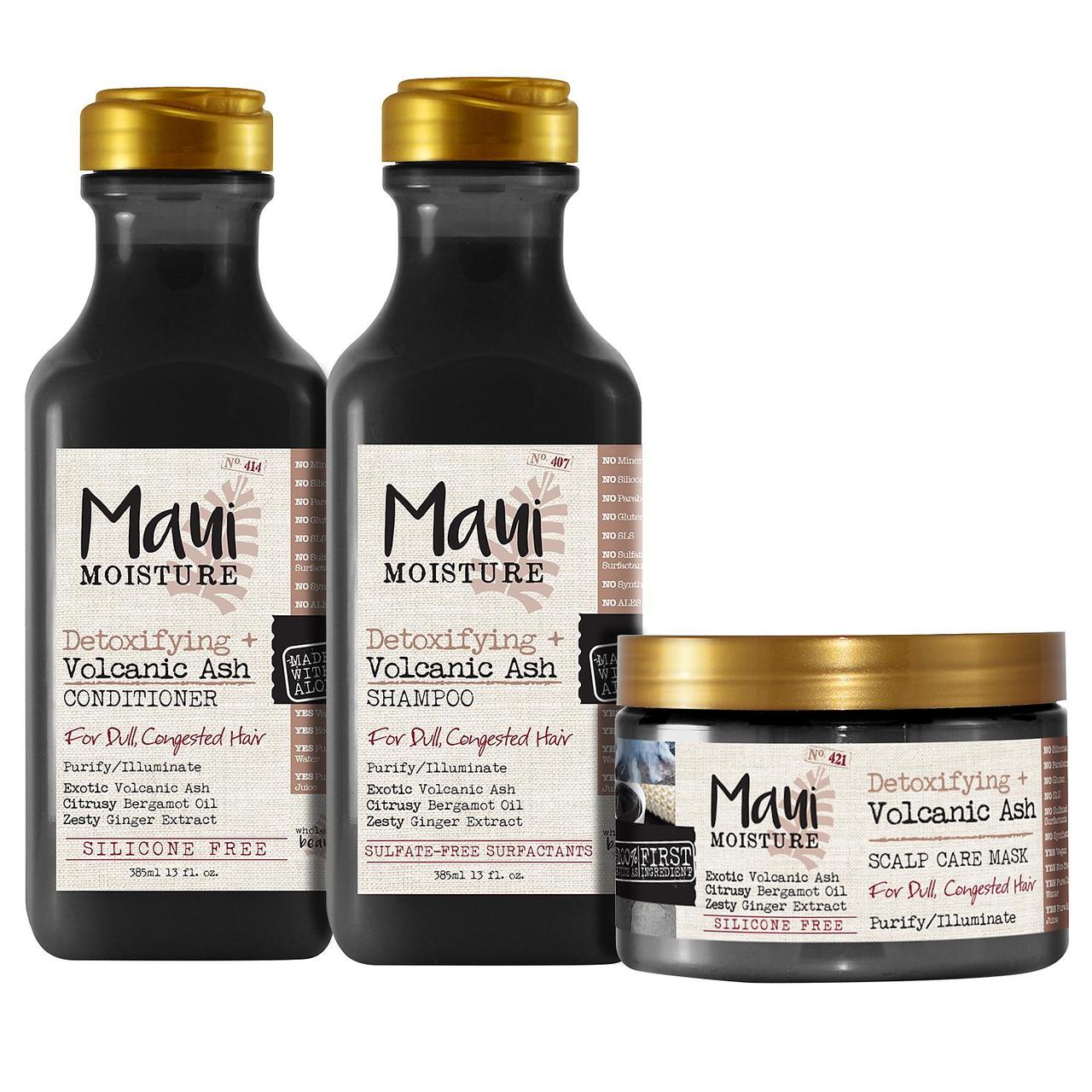 Maui Moisture Detoxifying + Volcanic Ash Shampoo, Conditioner and Hair Mask