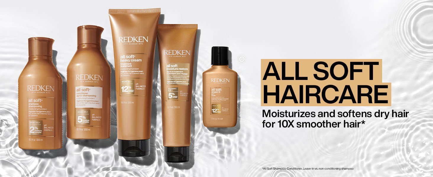 redken all soft range, moisturizing shampoo, conditioner, mask, argan oil treatment