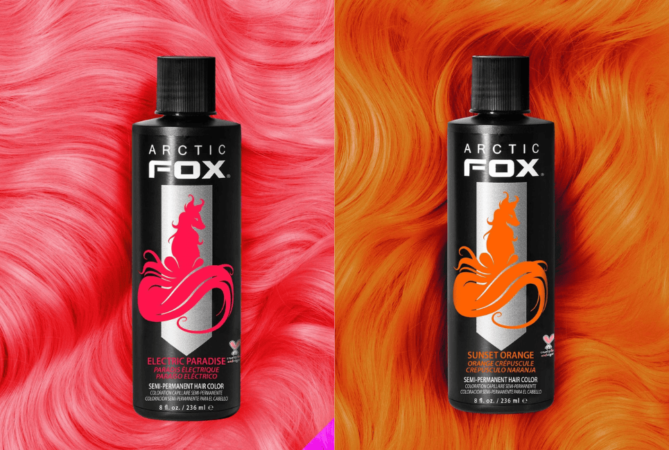 Arctic Fox Semi-Permanent Hair Dye in Sunset Orange and Electric Paradise