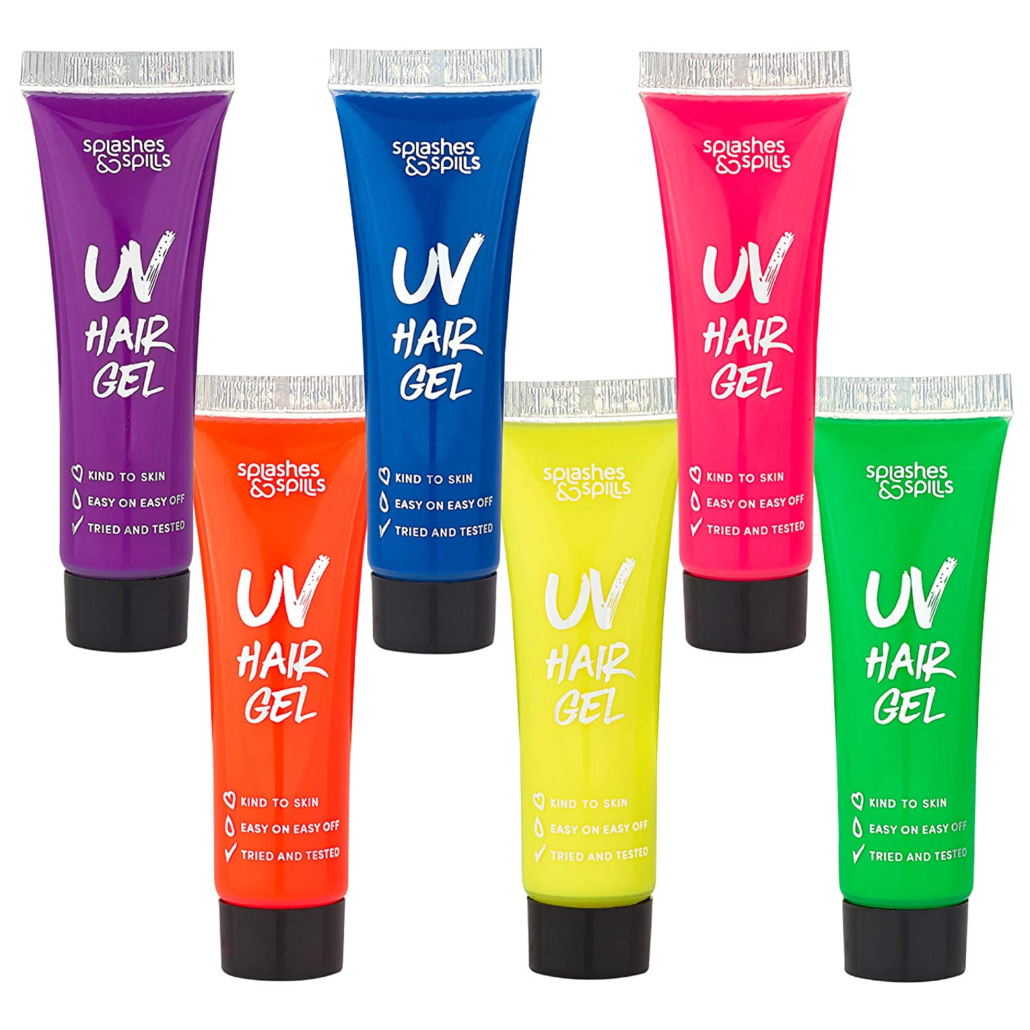 splashes & spills store uv neon hair gel set