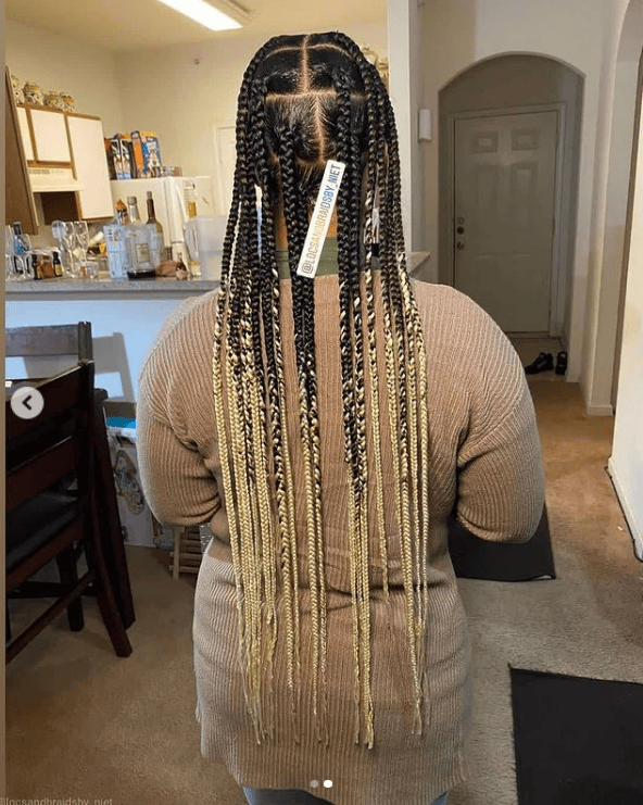 ombre knotless braids black and blonde ombre