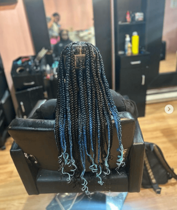 ombre knotless braids black and blue mermaid hair