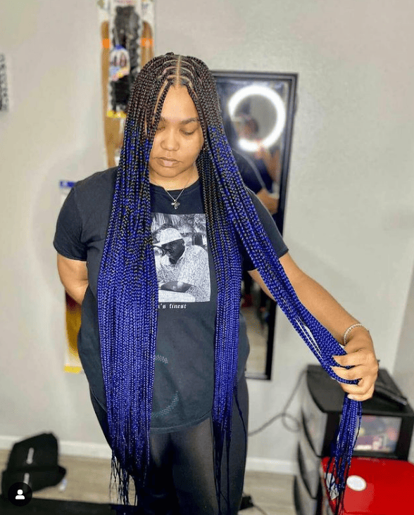 ombre knotless braids black and blue