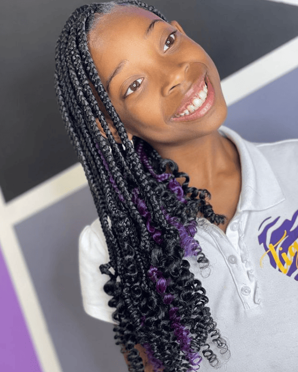 ombre knotless braids black and dark purple braids