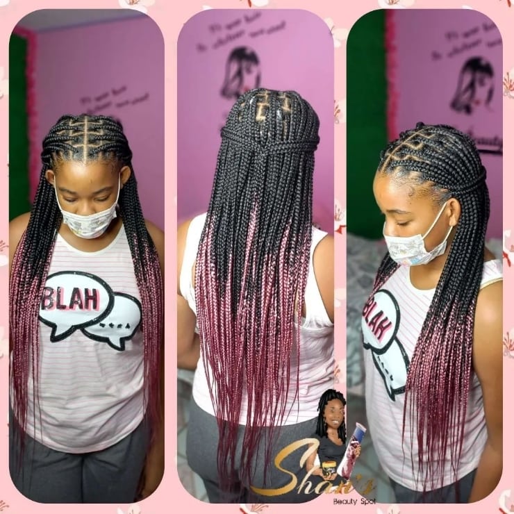 ombre knotless braids black and light purple ombre