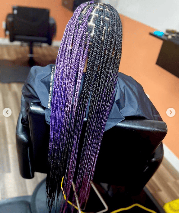 ombre knotless braids black and purple ombre