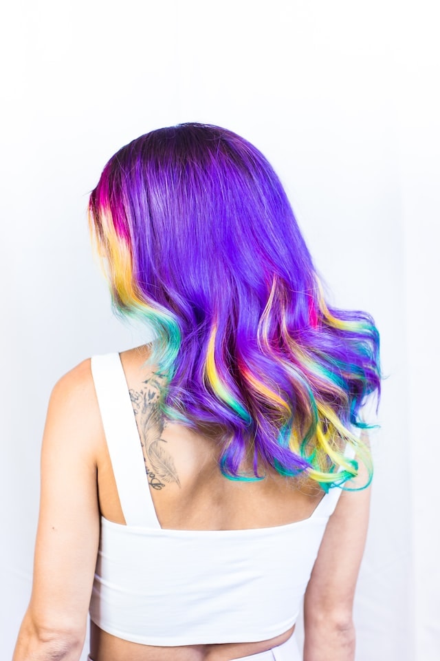 girl with rainbow hair