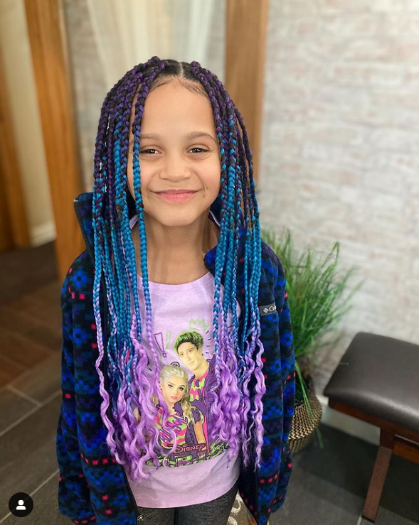 ombre knotless braids purple and blue ombre