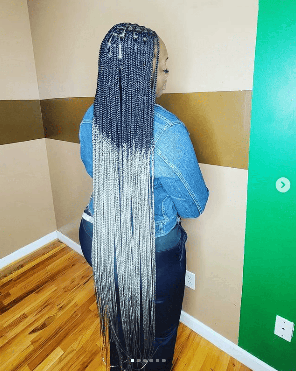 ombre knotless braids two-toned gray ombre